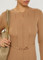 Gabriela Hearst Imagene Belted Wool Midi Dress Camel
