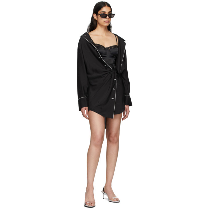 alexander wang falling twist shirt dress Alexander Wang Black Falling Twist Shirt Dress Alexander Wang