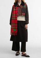 Barbour X Ganni Tartan Fringed Wool Scarf - Red - One Size