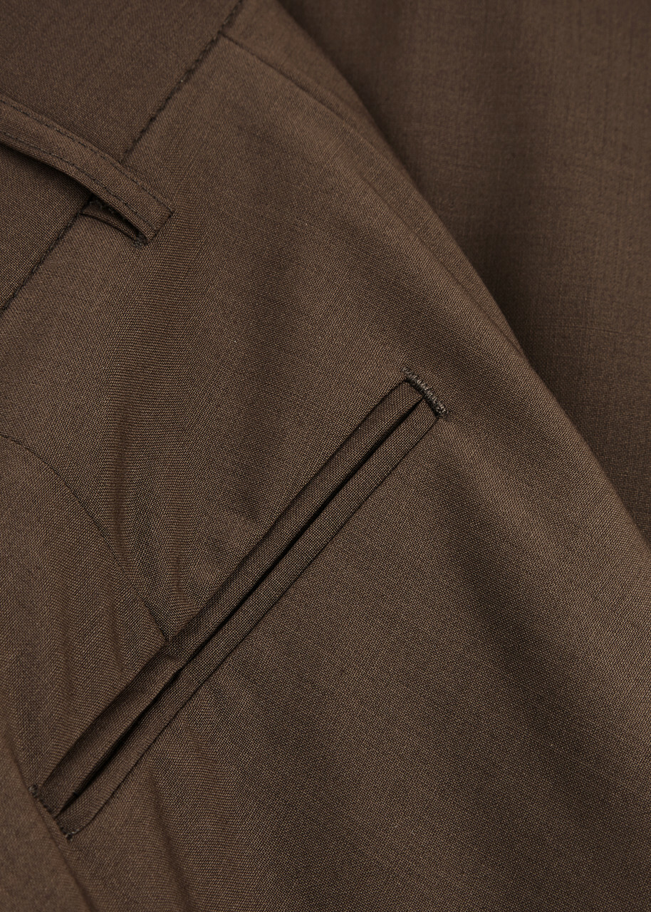 Matteau Wide-leg Wool-blend Trousers Brown