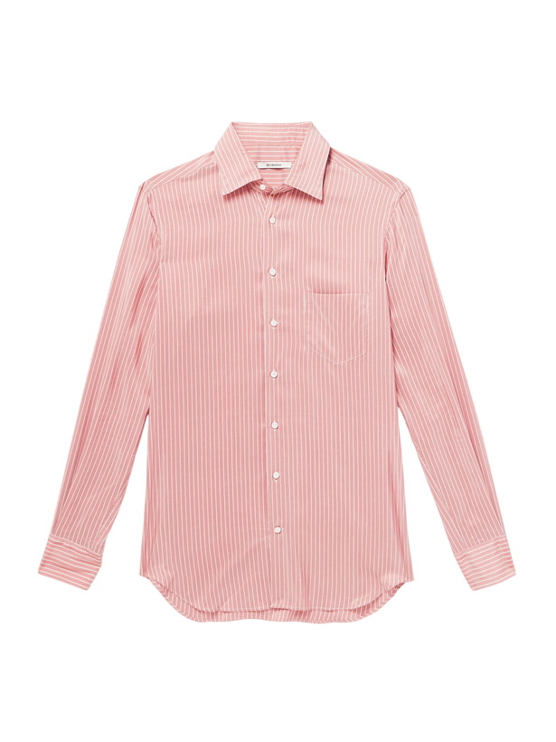 Photo: Husbands - Striped Silk-Poplin Shirt - Pink