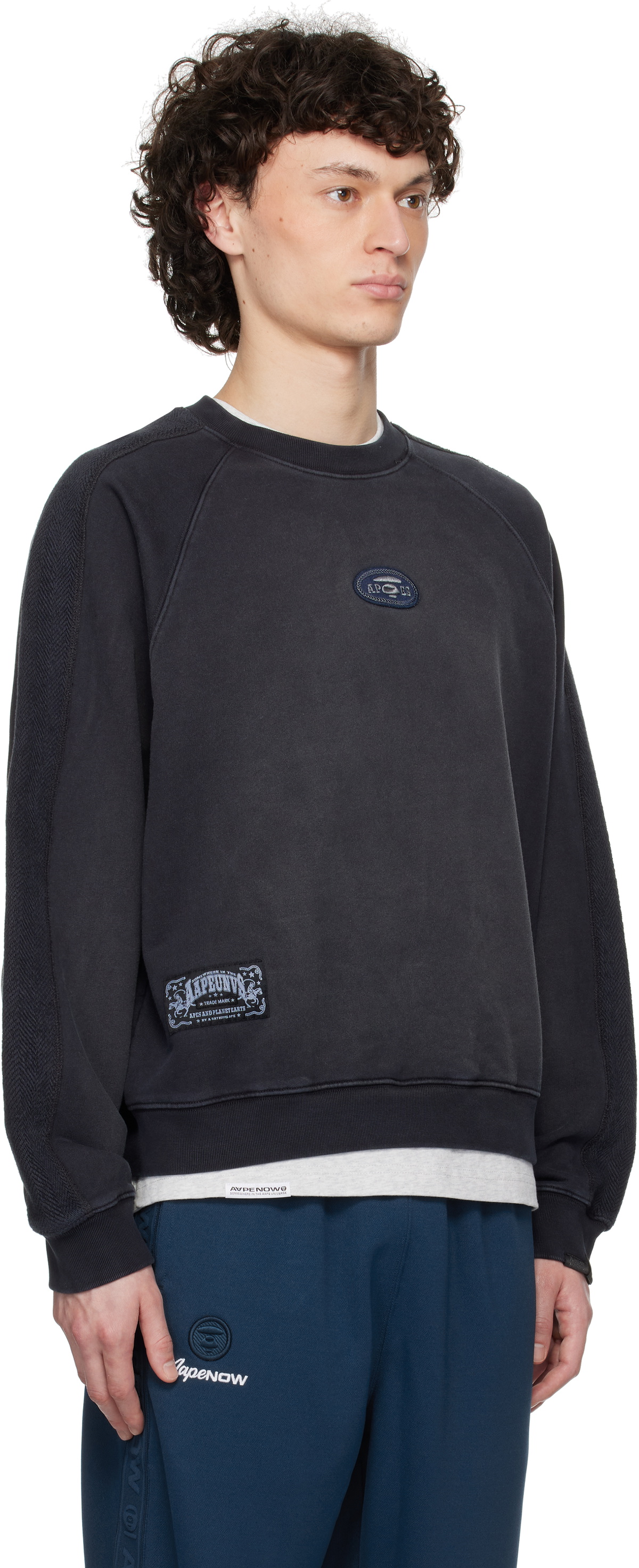 AAPE by A Bathing Ape Black Main Crewneck Sweatshirt