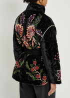 Farm Rio Marvelous Garden Floral-print Velvet Jacket Black