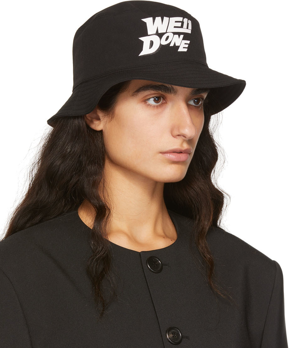 We11done Black Basic Logo Bucket Hat We11done