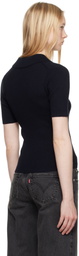Maison Kitsuné Navy Baby Fox Patch Fine Ribbed Polo