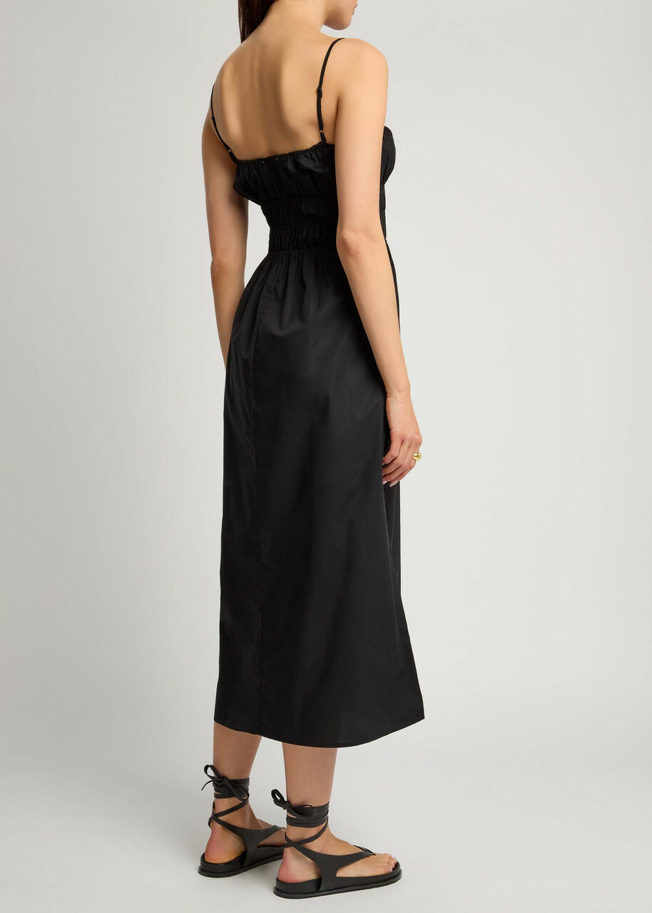 Faithfull The Brand Marianne Cotton-poplin Midi Dress Black Faithfull The  Brand