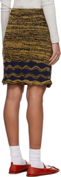 Wales Bonner Yellow & Navy Shade Knit Miniskirt