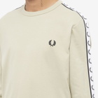 Fred Perry Authentic Men's Long Sleeve Taped Logo T-Shirt in Light Oyster