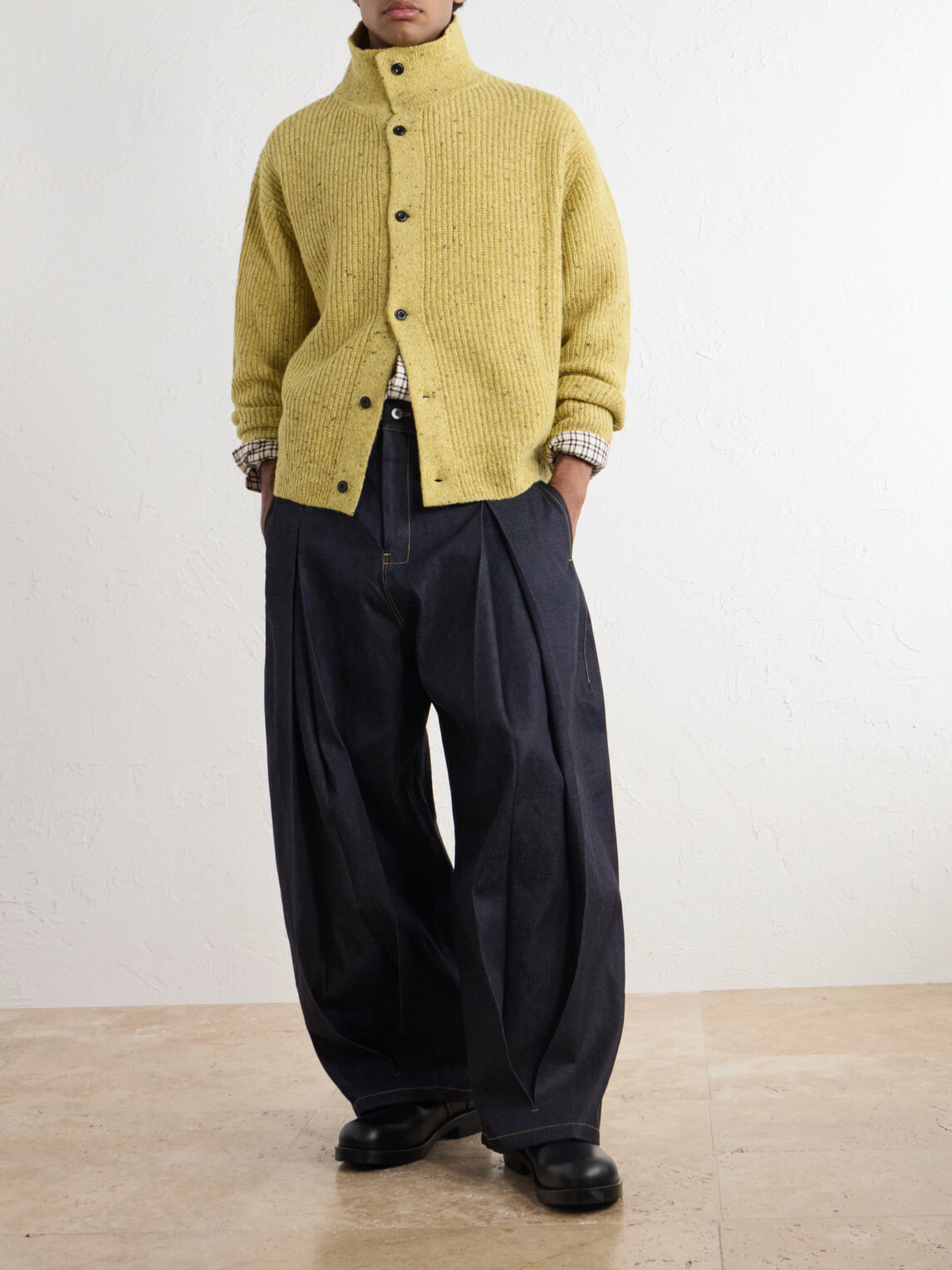 SAGE NATION - Barrel-Leg Pleated Jeans - Blue