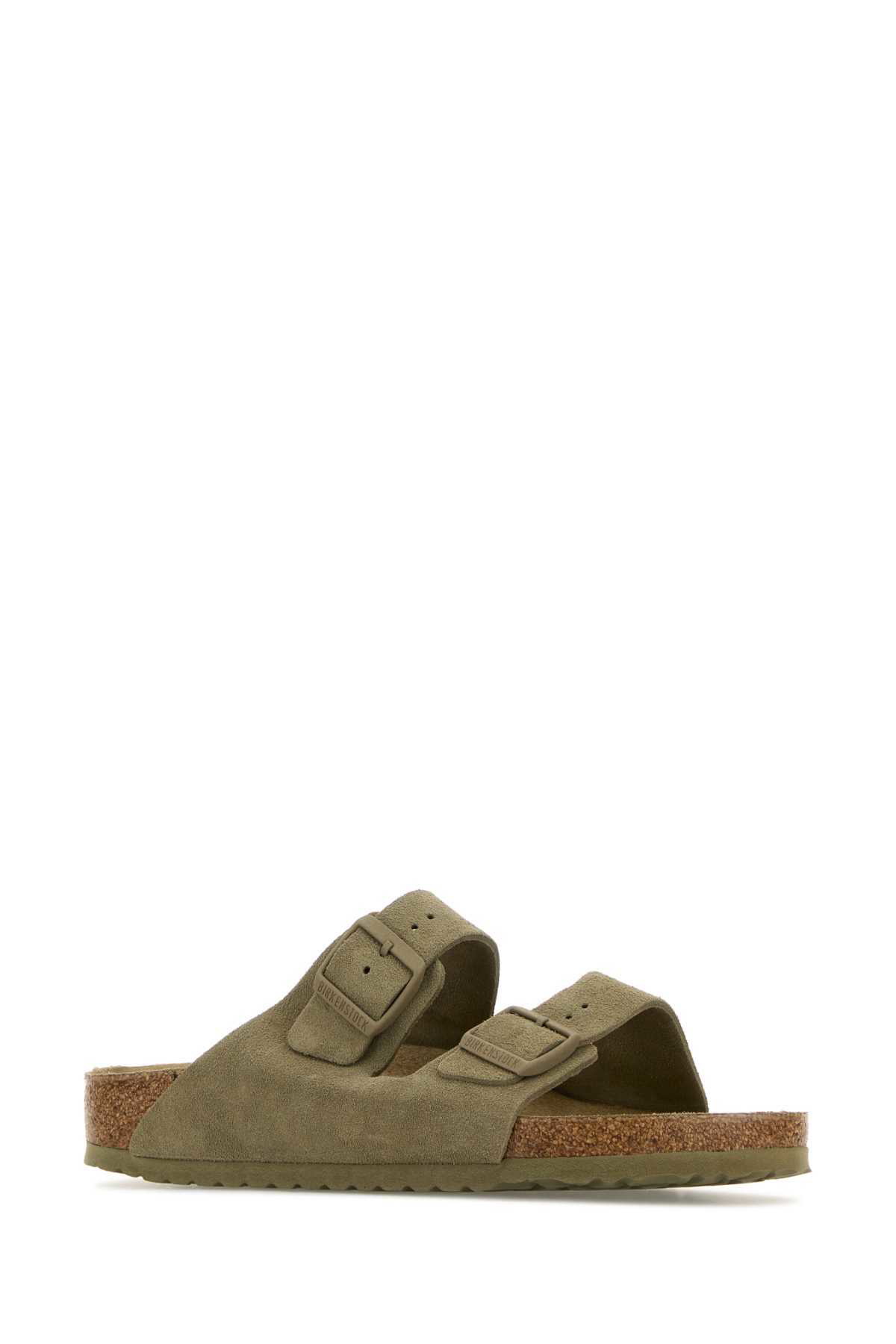 サンダル Birkenstock Khaki Suede Arizona Slippers Arizona Soft Footbed Suede Leather Faded Khaki | BIRKENSTOCK