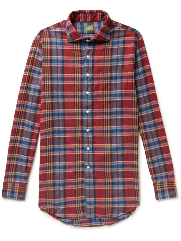 Photo: Sid Mashburn - Spread-Collar Checked Cotton-Flannel Shirt - Red