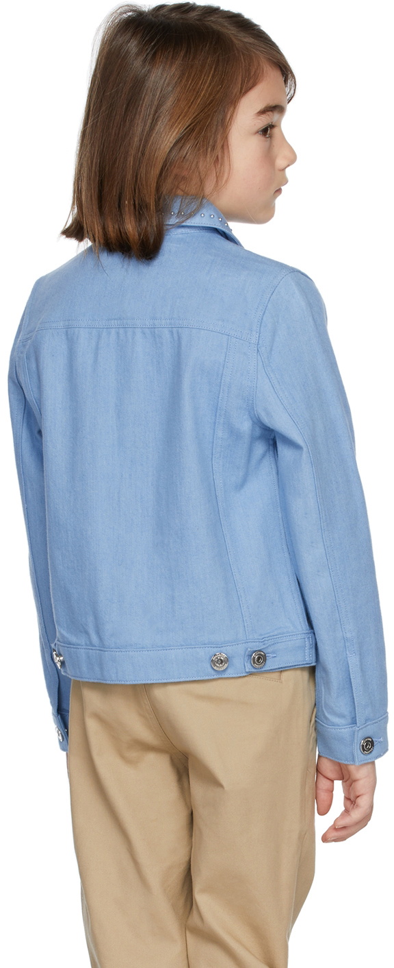 Burberry Kids Blue Japanese Denim Studded Monogram Jacket