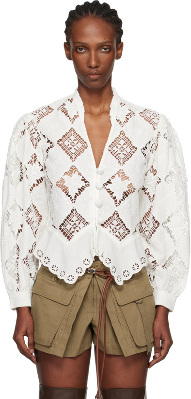 Photo: Isabel Marant White Nina Cotton Linen Button Up Blouse