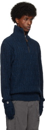 HYEIN SEO Navy Troyer Knit Sweater & Gloves Set
