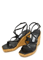 Jimmy Choo Ayla 110 Leather Espadrille Wedge Sandals Black