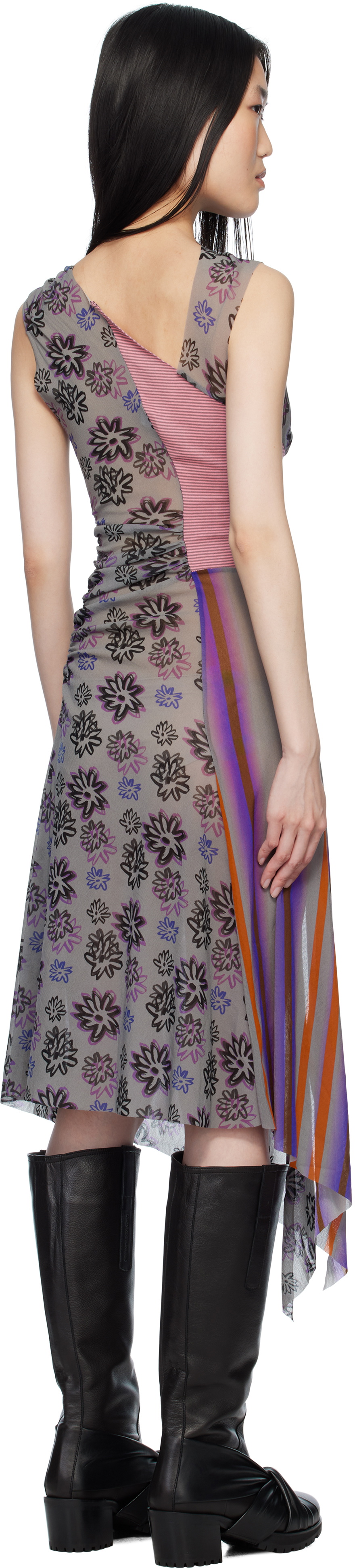 Paula Canovas Del Vas Multicolor Diamond Mesh Midi Dress