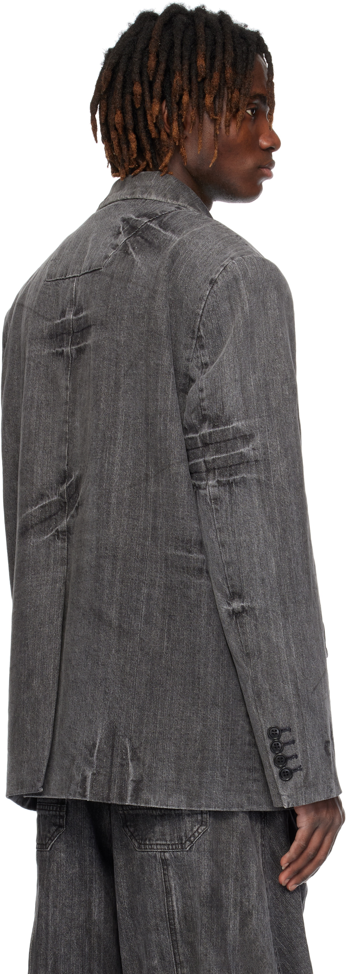 Juun.J Gray Washed Denim Blazer