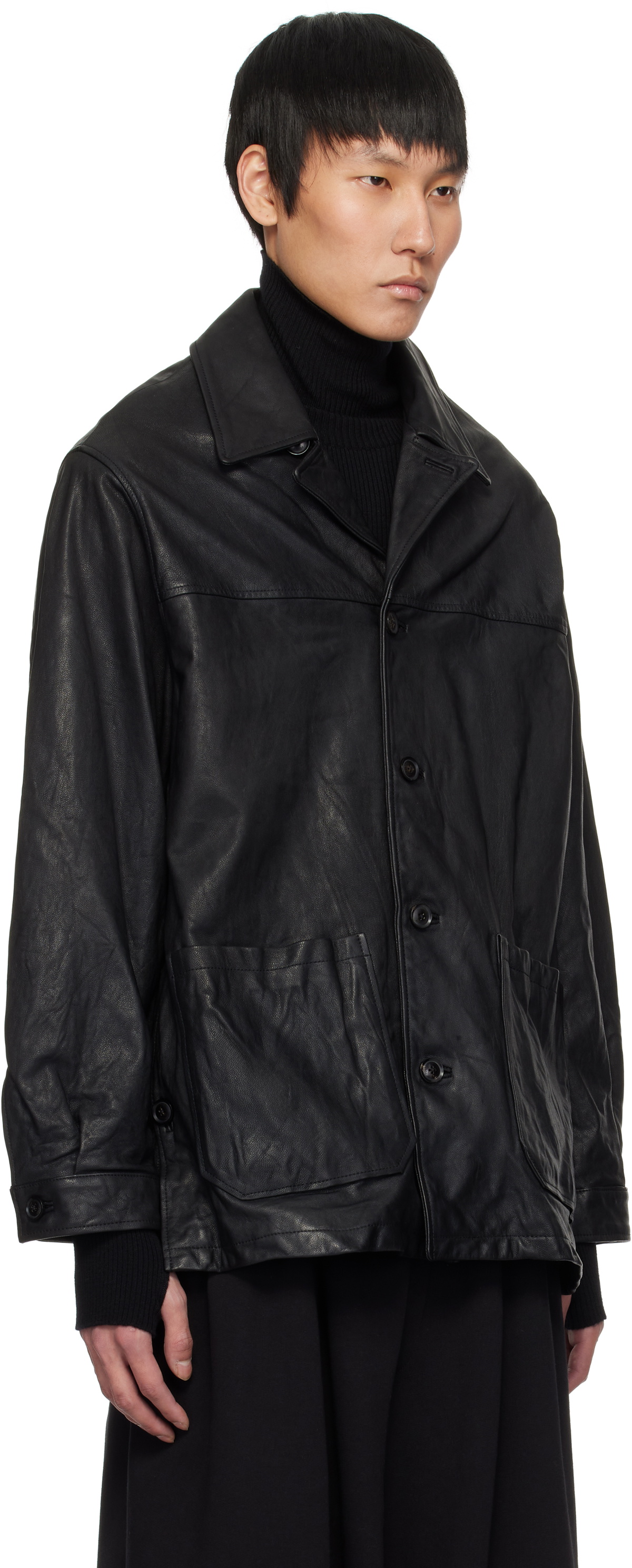 YOKE Black Car Leather Jacket