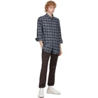 Brioni Grey Cotton Plaid Shirt