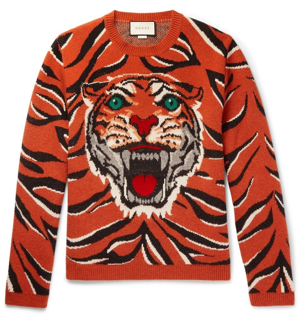 Tiger Intarsia Pullover - Large