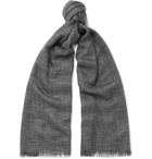 Loro Piana - Fringed Herringbone Cashmere and Silk-Blend Scarf - Men - Gray