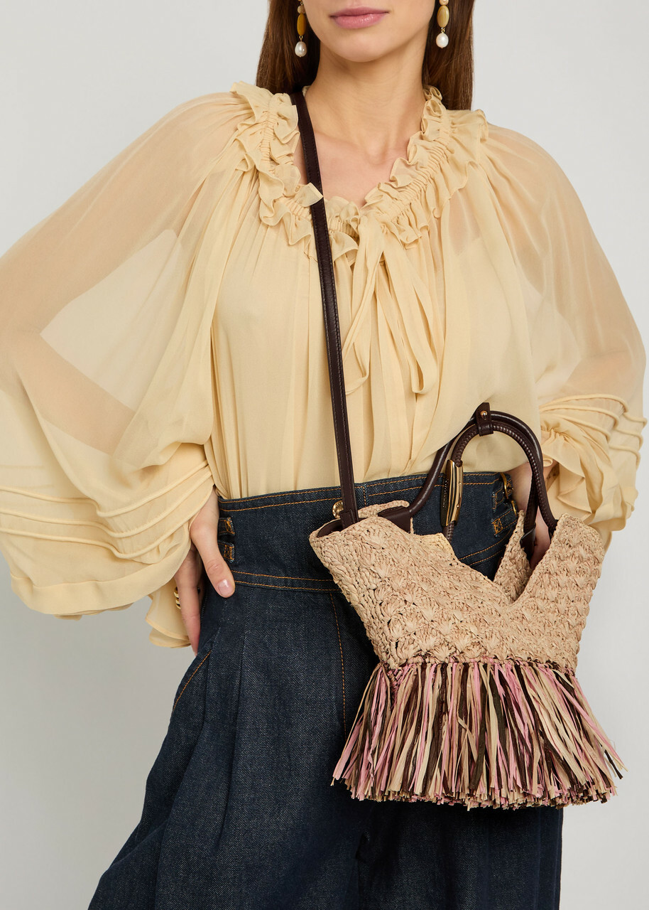 Zimmermann Goldentime Small Fringed Raffia Tote bag - Natural - One Size