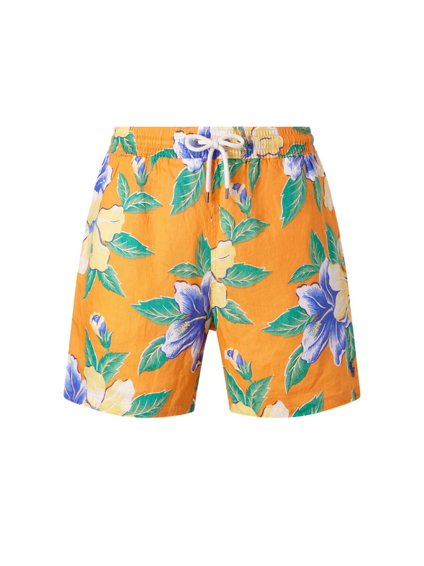 Photo: Polo Ralph Lauren - Straight-Leg Mid-Length Printed Linen Swim Shorts - Orange