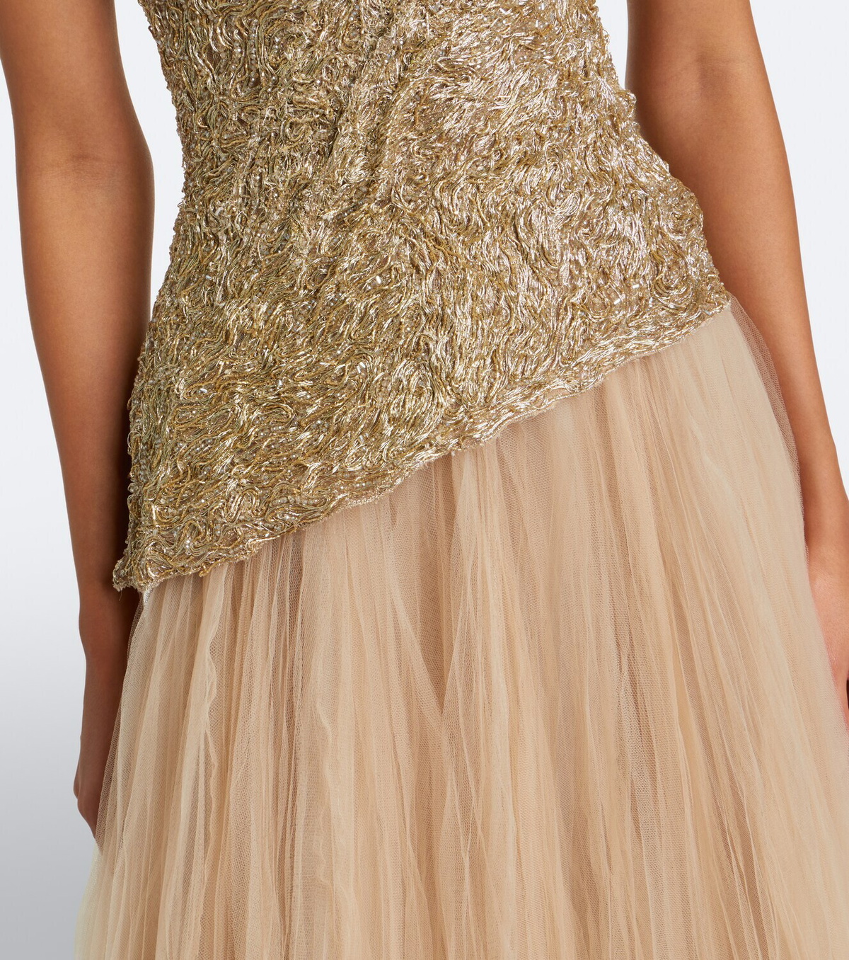 Marmar Halim Embroidered pleated tulle gown