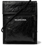 BALENCIAGA - Logo-Print Creased-Leather Messenger Bag - Black