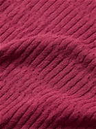 Mr P. - Pointelle-Knit Cotton-Blend Half-Zip Polo Shirt - Pink