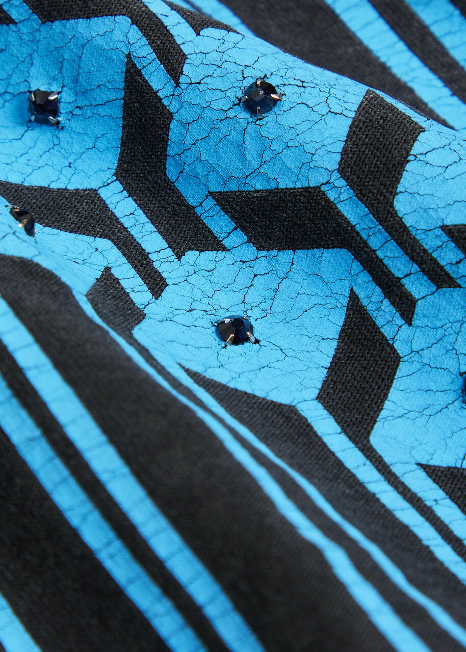 Satoshi Nakamoto Gridlock Embellished Distressed Cotton T-shirt Black Other