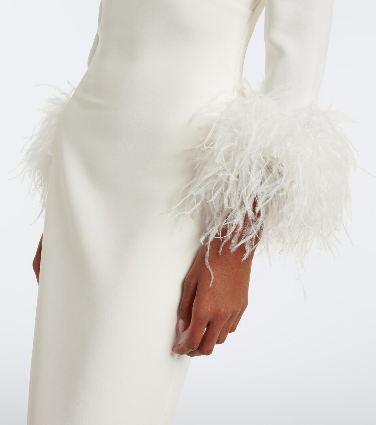 Elie Saab Feather-trimmed cady gown