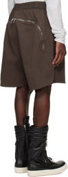 Rick Owens DRKSHDW Brown Temple Long Boxers Butt Zip Shorts