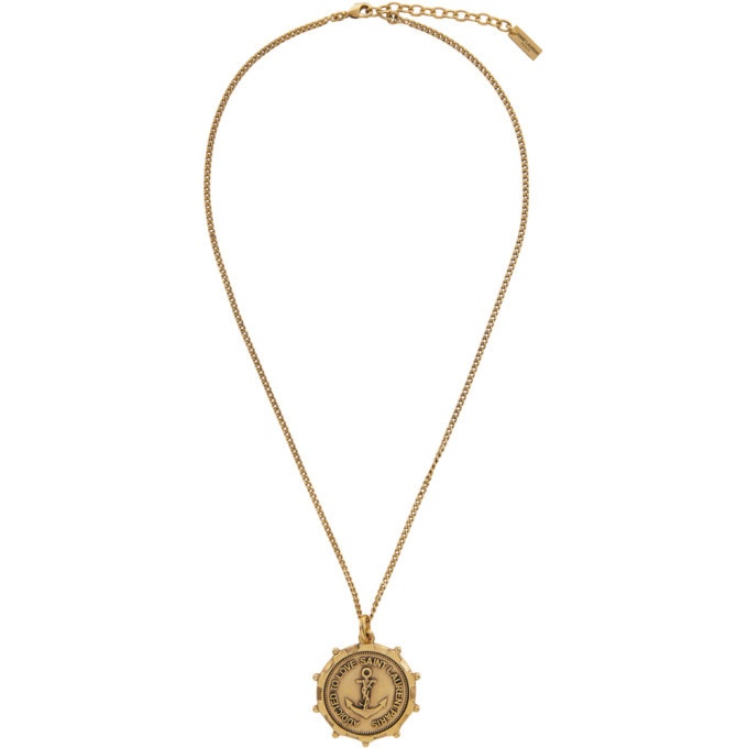 Photo: Saint Laurent Gold Anchor Medallion Pendant Necklace