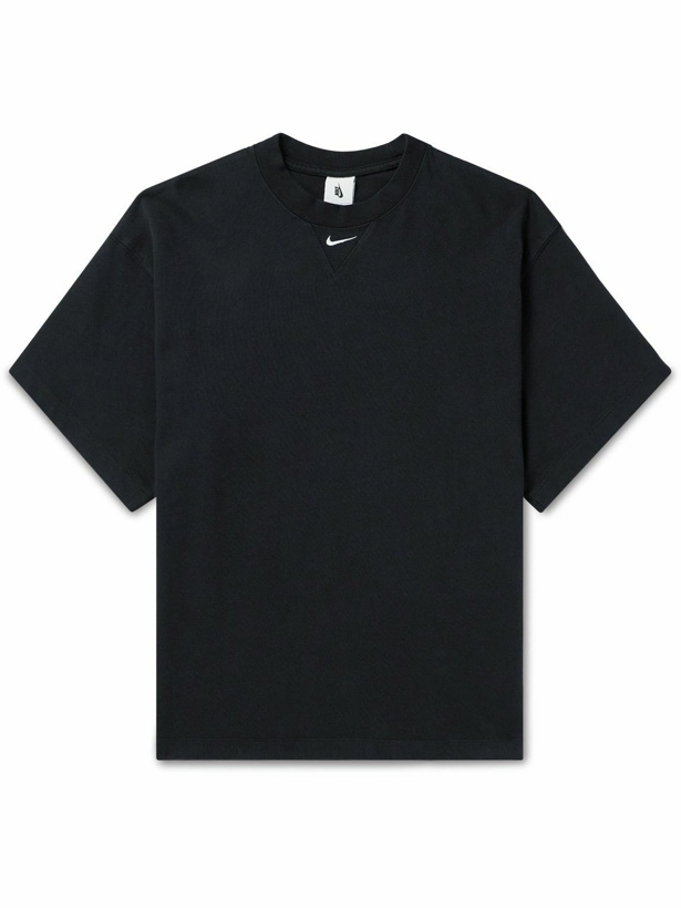 Photo: Nike - Solo Swoosh Logo-Embroidered Cotton-Jersey T-shirt - Black