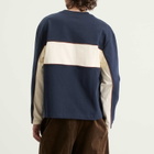 Brain Dead Men's Heavyweight Panelled Long Sleeve T-Shirt in Navy