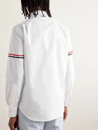 Thom Browne - Penny-Collar Striped Grosgrain-Trimmed Cotton-Seersucker Shirt - White