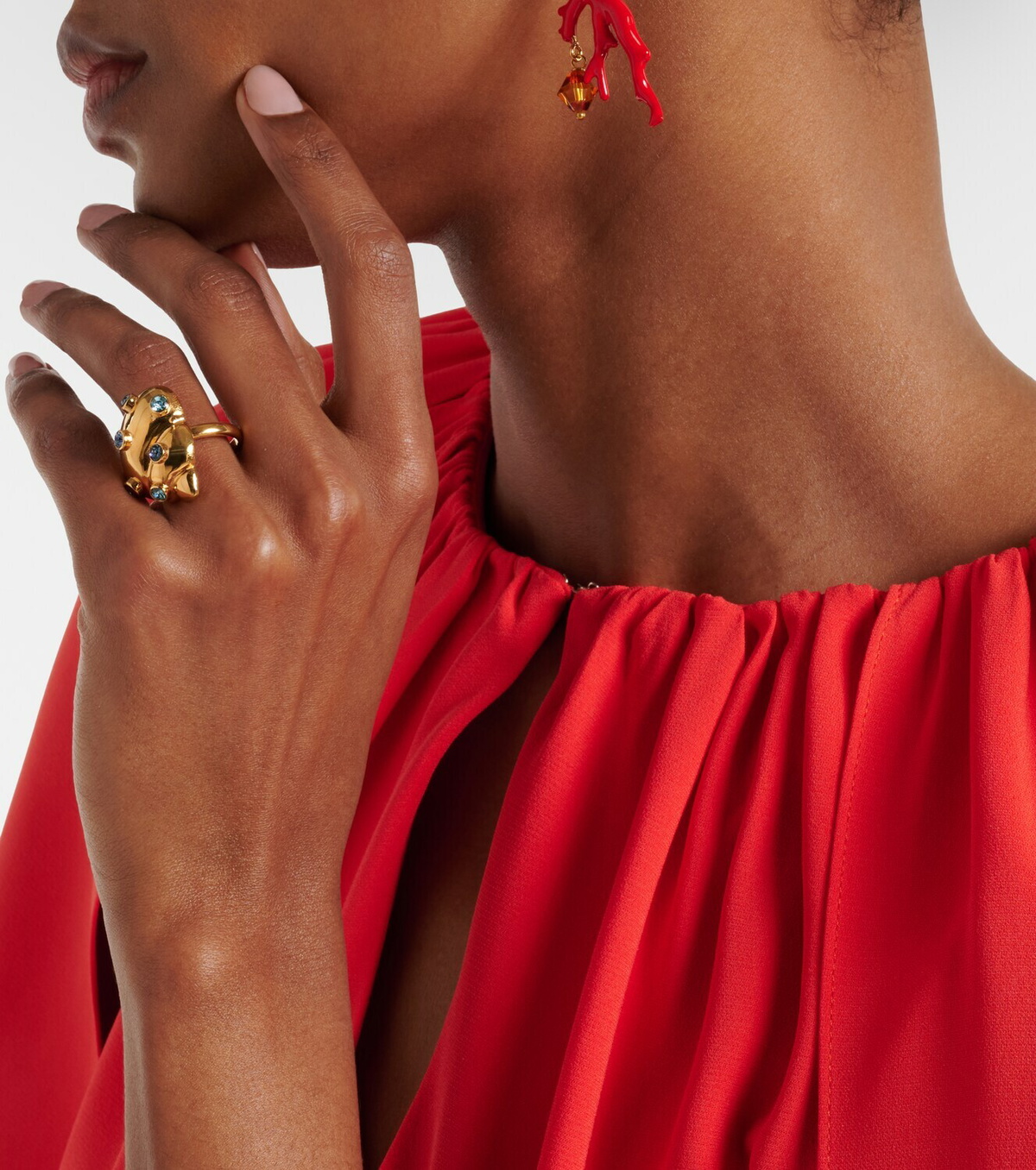 Oscar de la Renta Seashell crystal-embellished ring