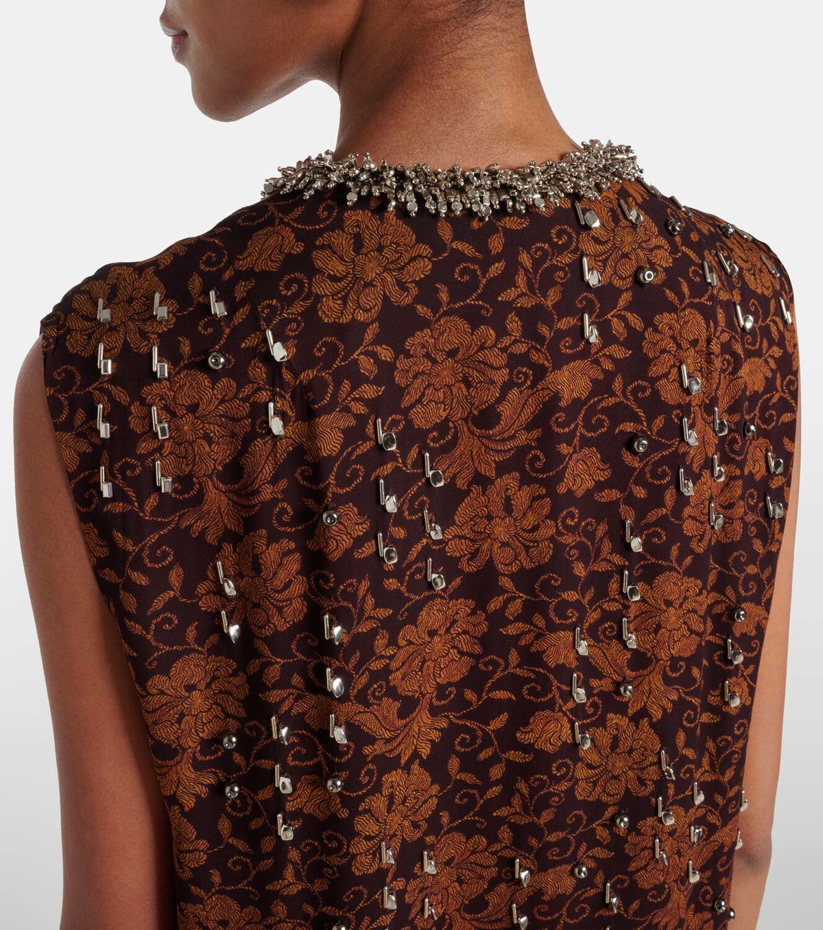 Dries Van Noten Floral embellished georgette midi dress