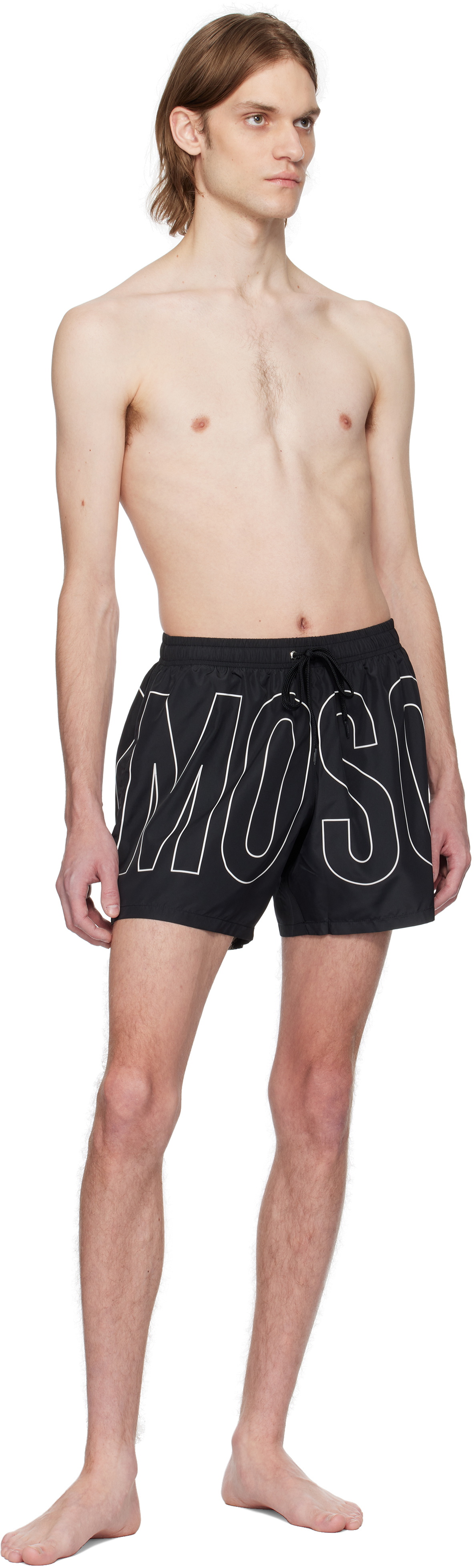 Moschino Black Rubber Logo Swim Shorts