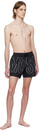 Moschino Black Rubber Logo Swim Shorts