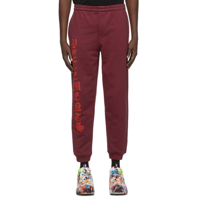 VETEMENTS Burgundy Anarchy Gothic Logo Lounge Pants Vetements