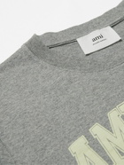 AMI PARIS - Logo-Print Cotton-Jersey T-Shirt - Gray