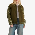 House Of Sunny Women's Vinyl Free Fall Bomber Jacket in Army Green