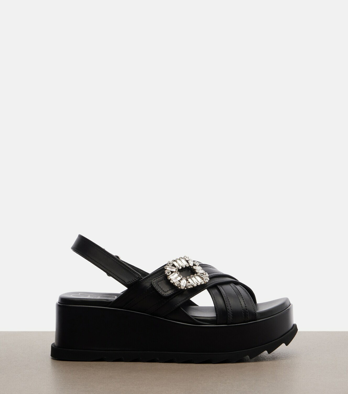 Roger Vivier Strass Buckle leather platform sandals