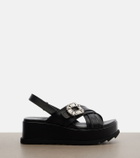Roger Vivier Strass Buckle leather platform sandals
