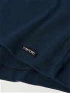 TOM FORD - Stretch-Cotton Jersey Henley Pyjama T-Shirt - Blue