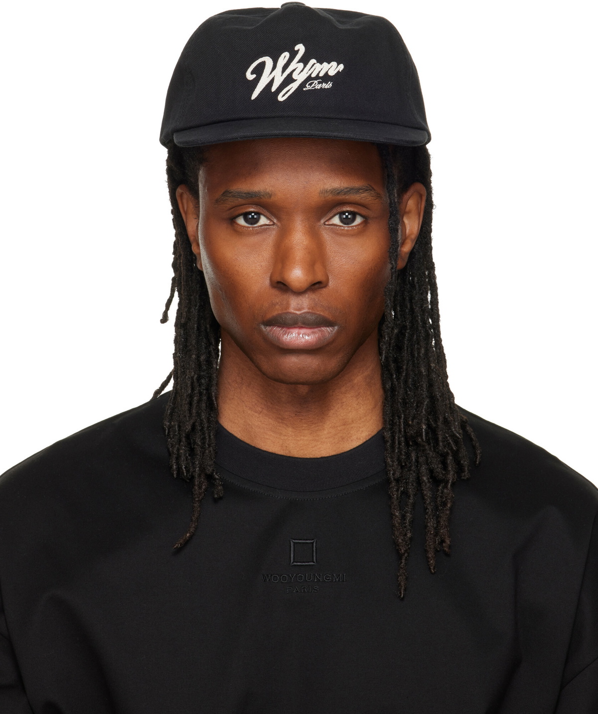 WOOYOUNGMI Black Flat Visor Baseball Cap
