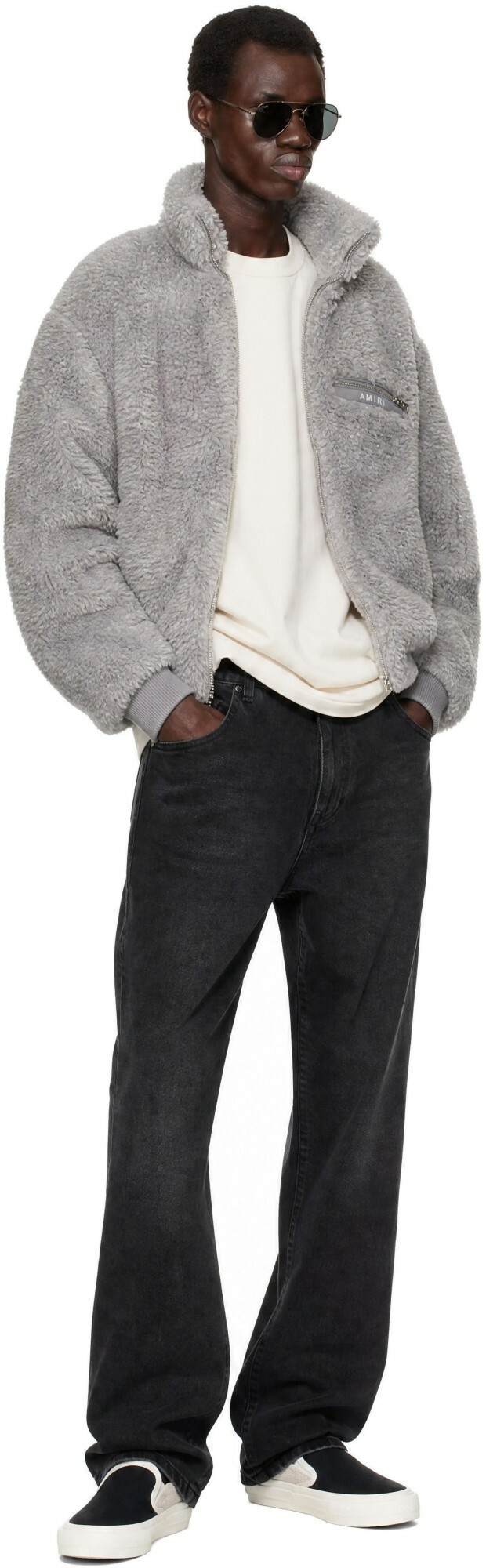 AMIRI Gray Fuzzy Track Jacket