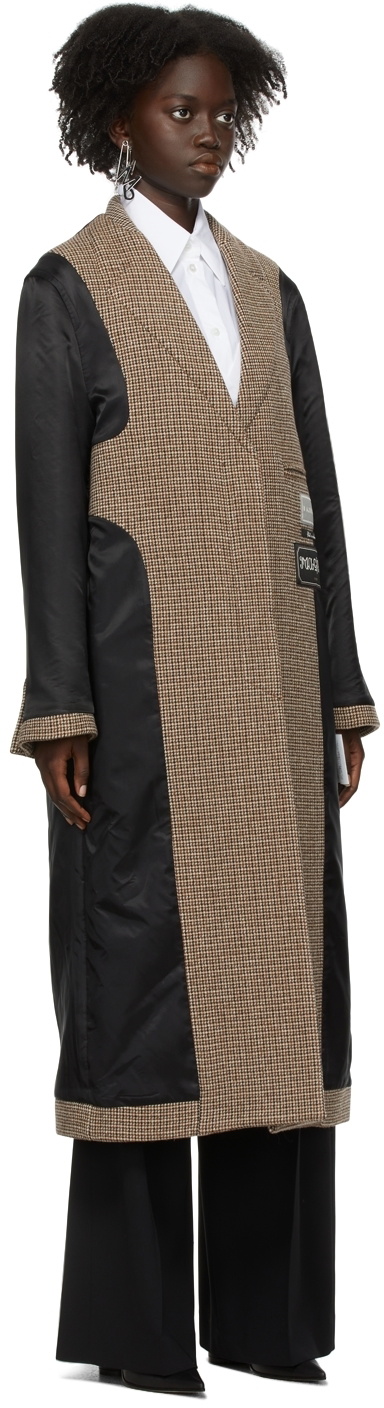 MM6 Maison Margiela Reversible Brown Wool Check Long Coat MM6